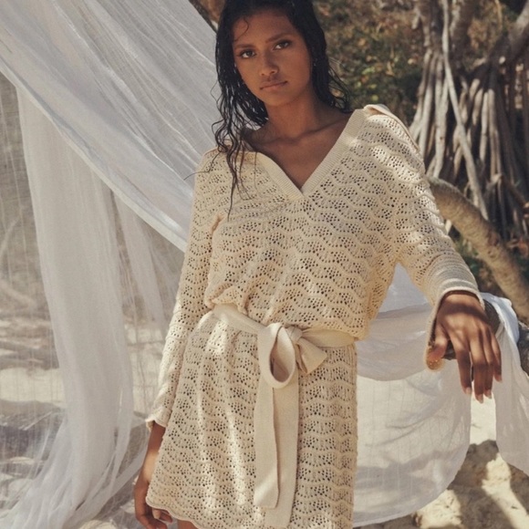 SPELL  Road to Paradise Knit Mini Dress in Wheat - Picture 1 of 12